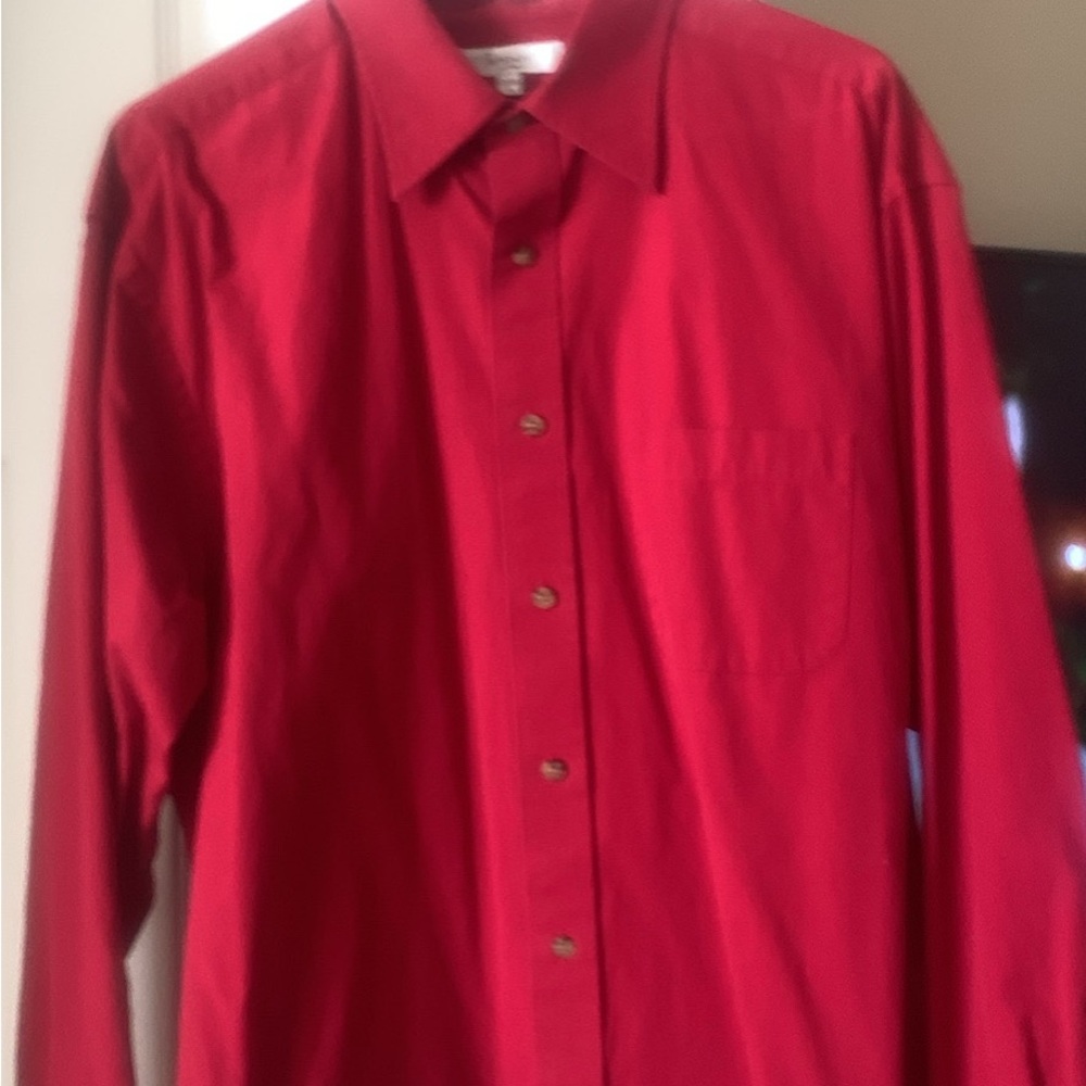 Mens  Red Cotton Fabric long sleeve shirt
